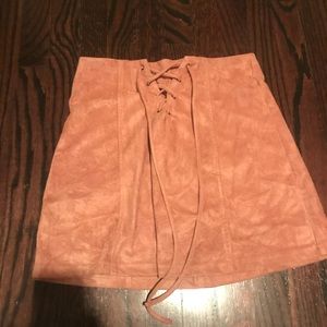 Pink suede skirt